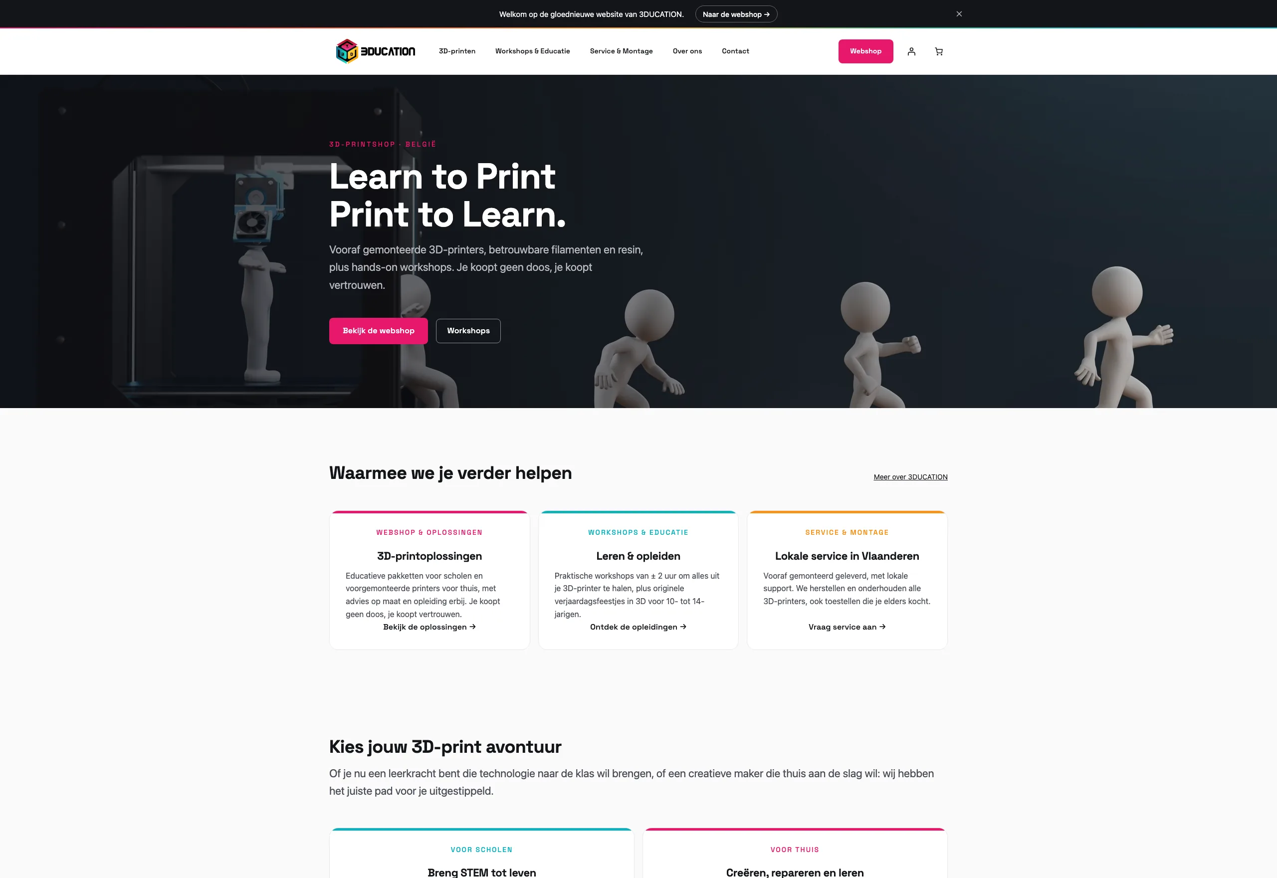 Screenshot van de website van 3DUCATION