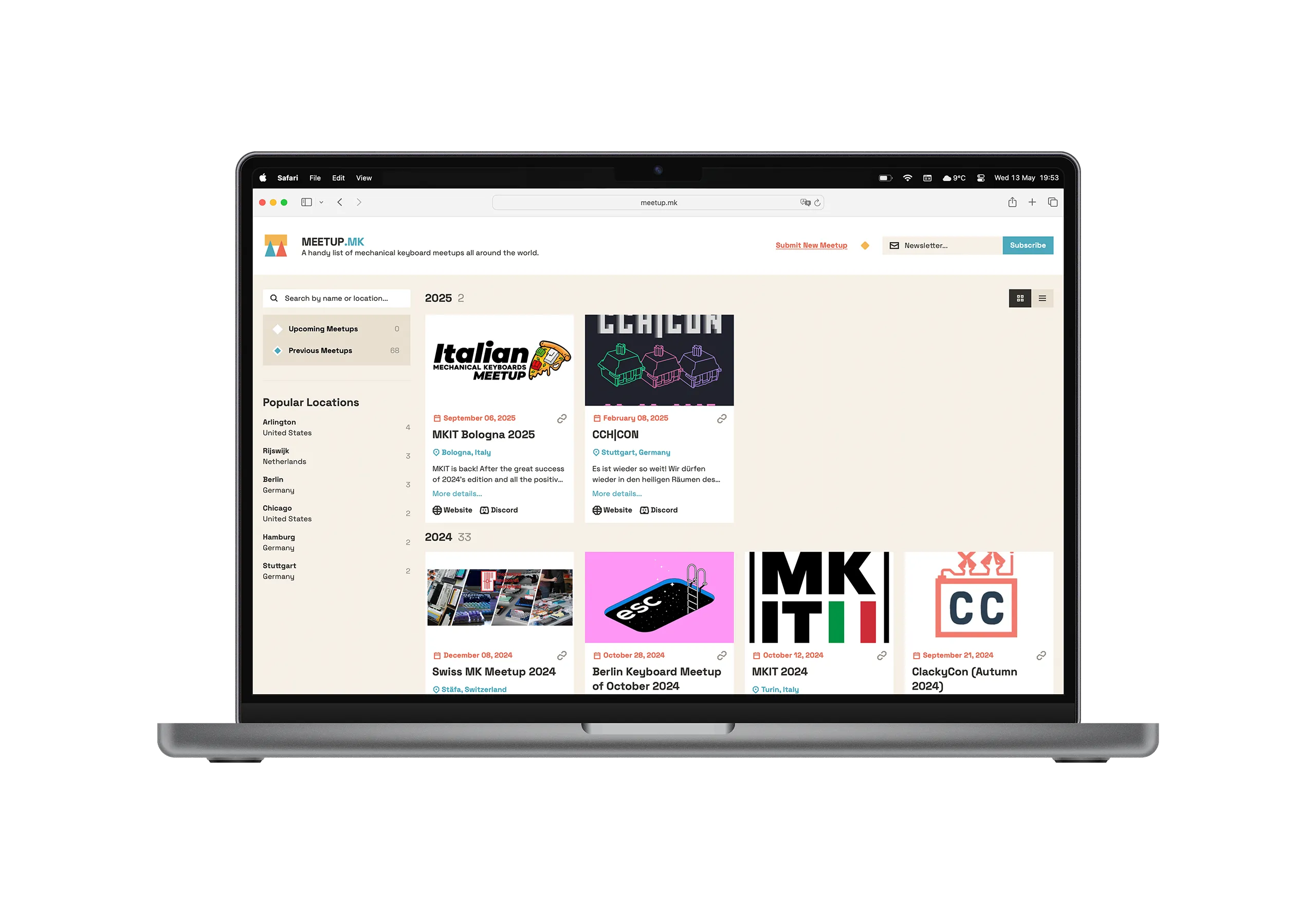 Screenshot van de Meetup.mk website