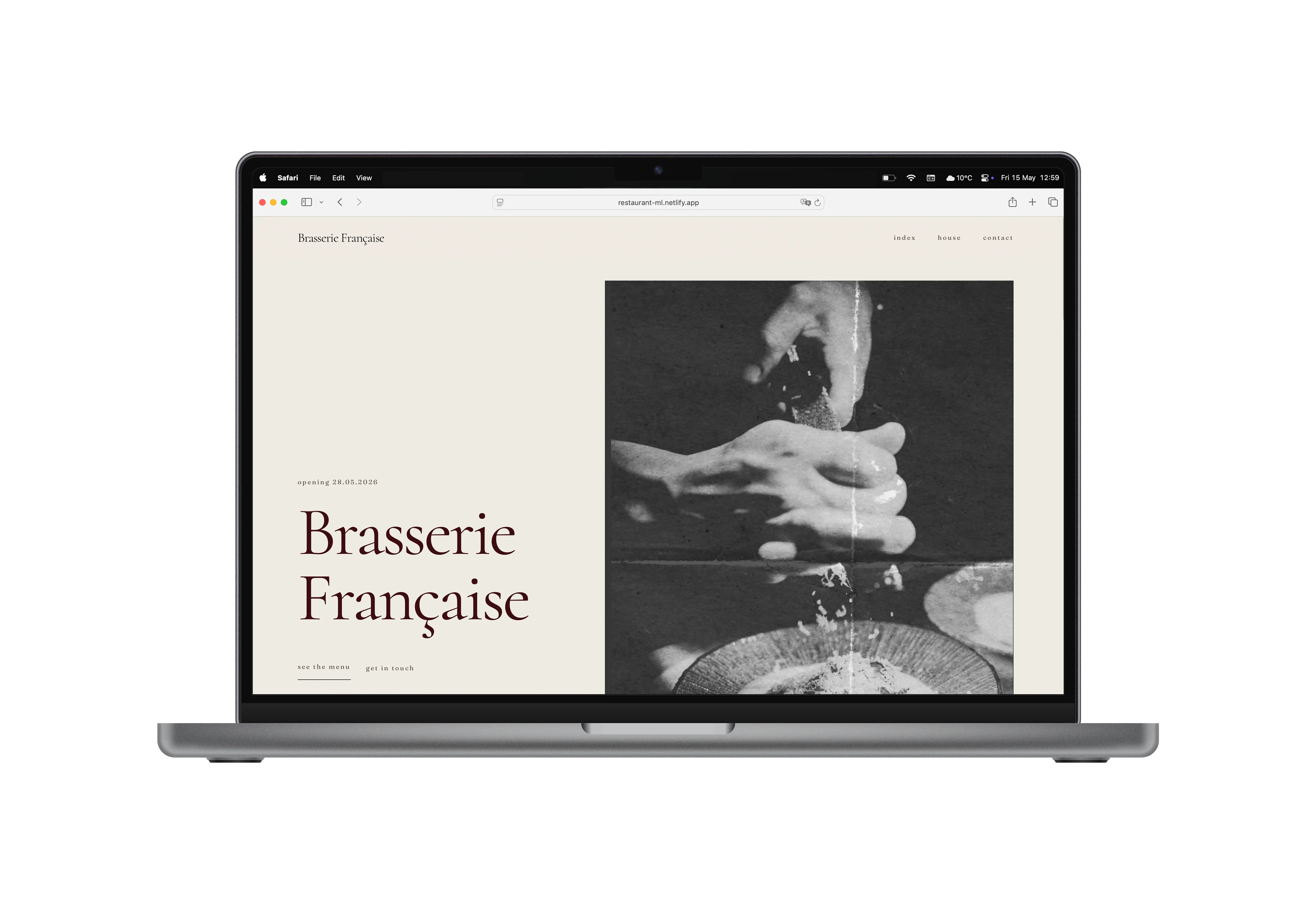 Screenshot van de Brasserie Française website